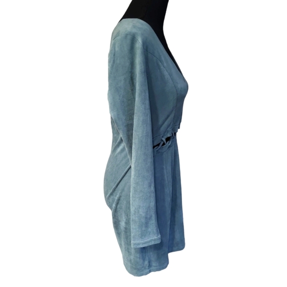 EUC faux suede Charlotte Russe women's green cutout lace waist mini dress, M - Picture 2 of 7